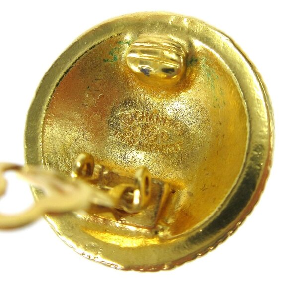 Chanel Button Earrings Clip-On Gold 95P - Picture 3 of 4